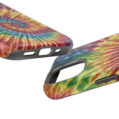 Vibrant Spiral Tie-Dye MagSafe Case – Retro Rainbow Design