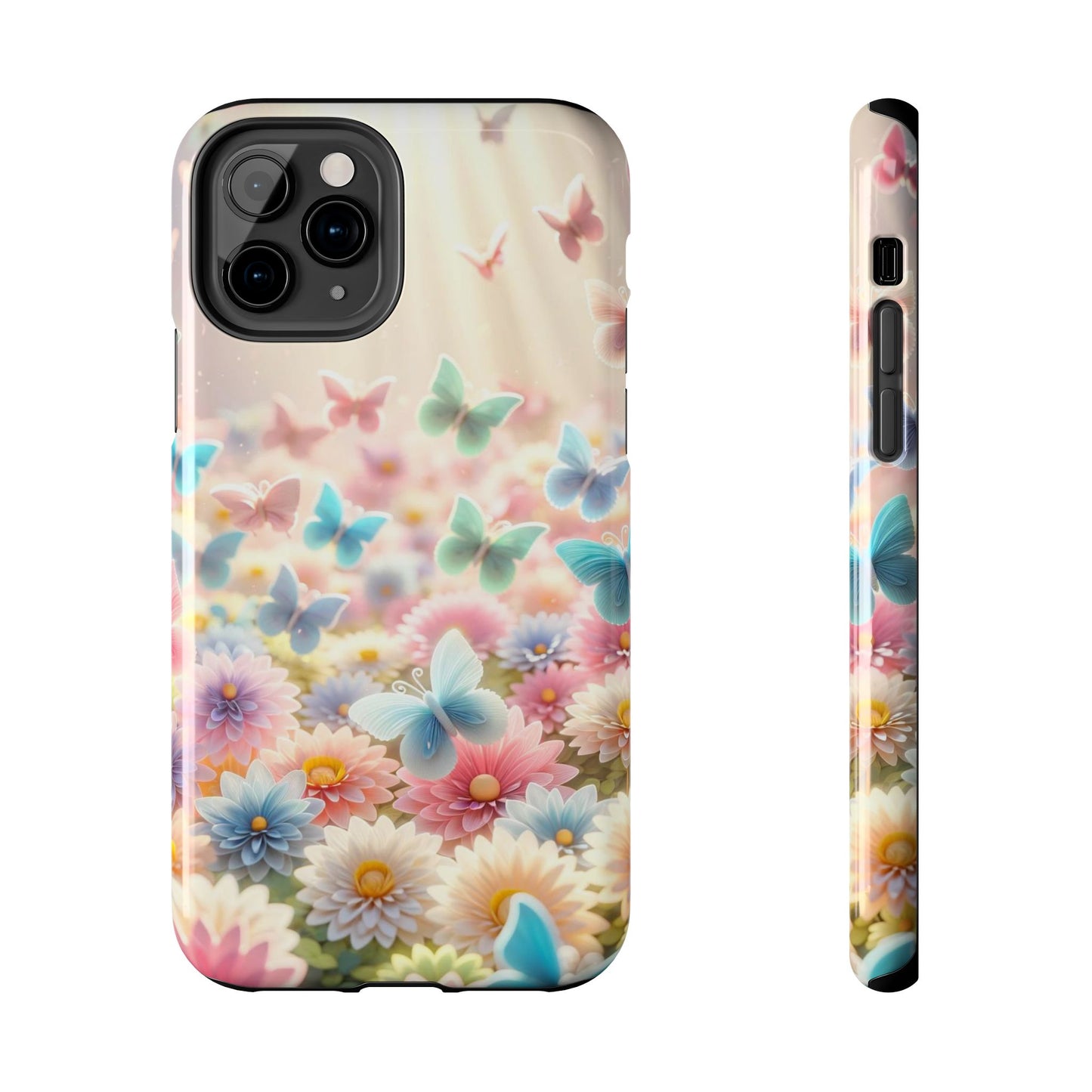 Butterfly Flower Garden - iPhone Case - Pastel Floral Protective Cover