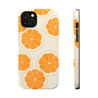 Citrus Burst Pattern Tough MagSafe iPhone Case – Bold Orange Design, Shockproof Protection