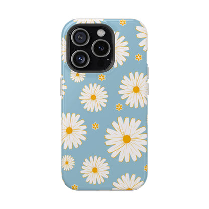 Bright Daisy MagSafe iPhone Case – Light Blue Background, Shockproof and Slim Design