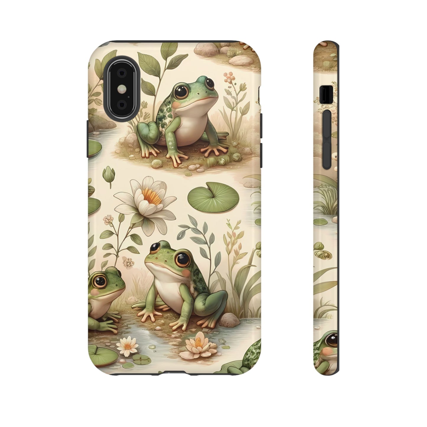 Cute Frogs Phone Case - Pond Pals Frolic - Charming Frog Lily Pad Phone Case for iPhone, Google & Samsung! Great Gift For Any Frog Lover!