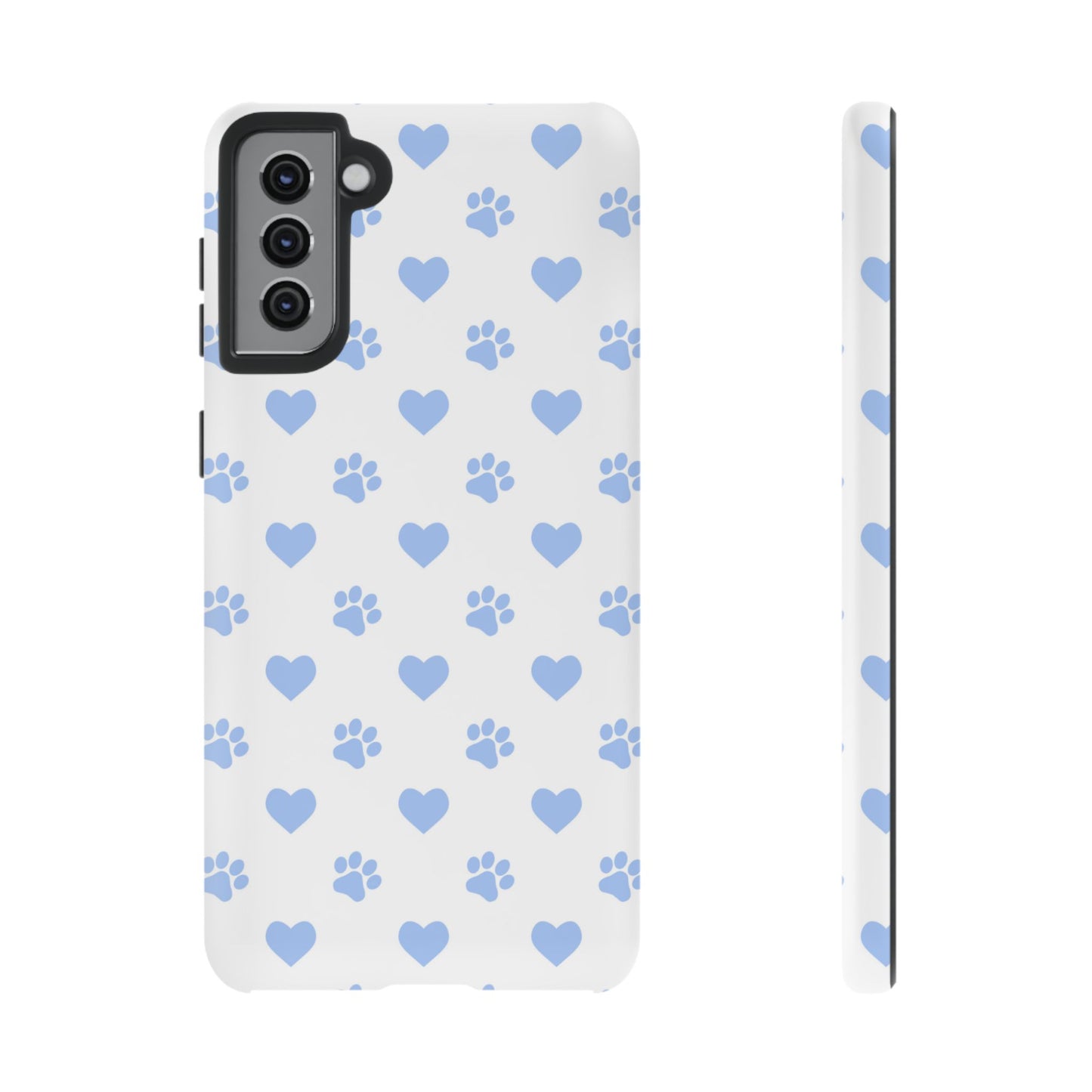 Samsung Galaxy Case - Blue Paw Print & Heart Design