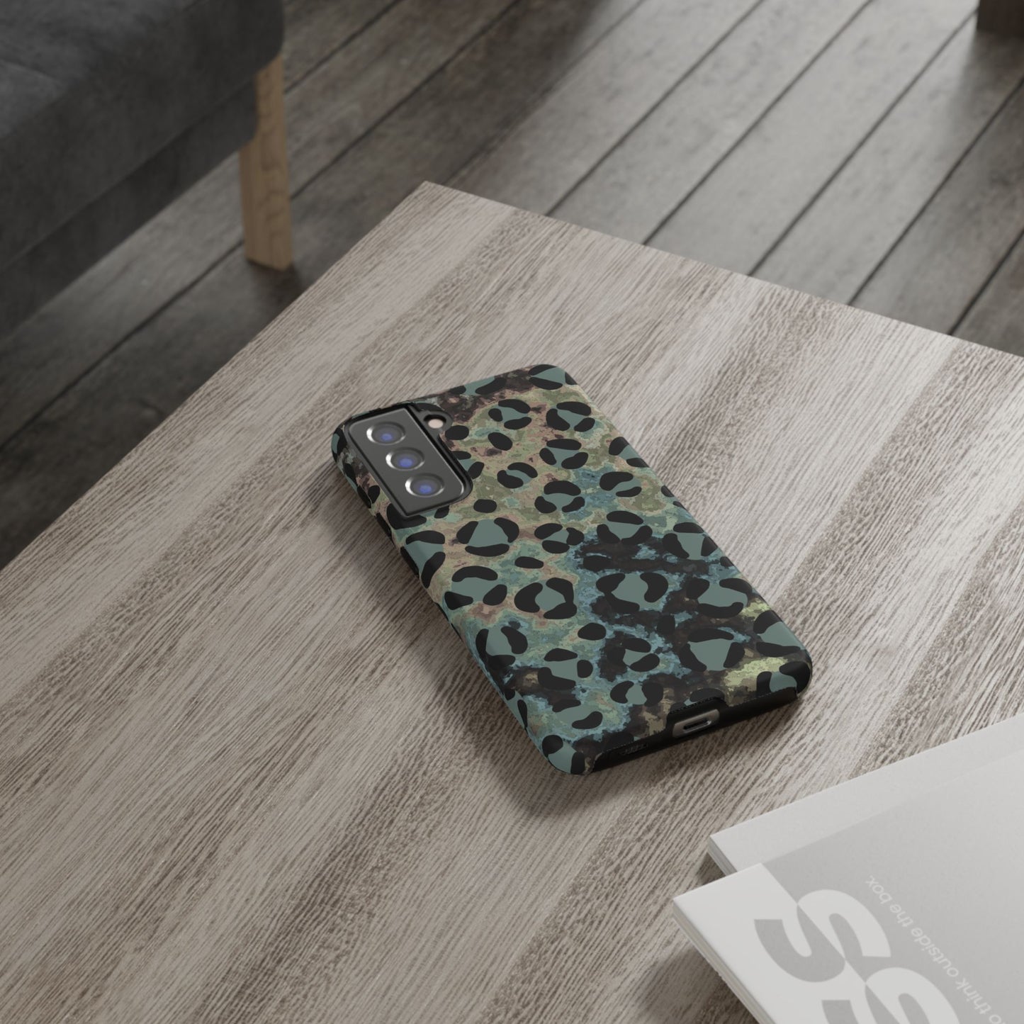 Moody Watercolor Leopard Print Tough Samsung Galaxy Case – Earthy Abstract Pattern with Dual-Layer Protection