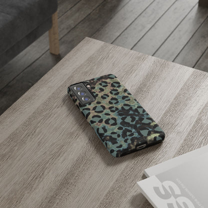 Moody Watercolor Leopard Print Tough Samsung Galaxy Case – Earthy Abstract Pattern with Dual-Layer Protection