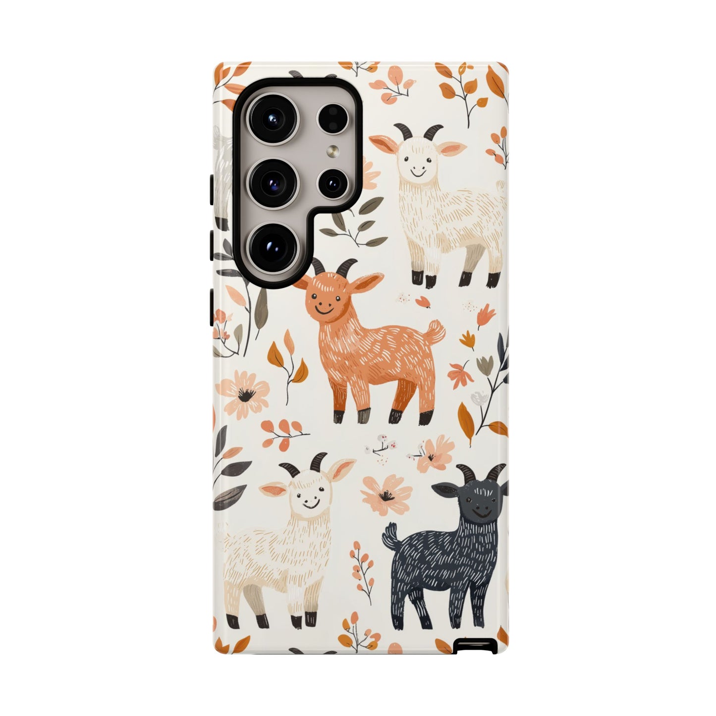 Samsung Galaxy Case: Smiley Goats & Dried Flowers – Vintage Charm