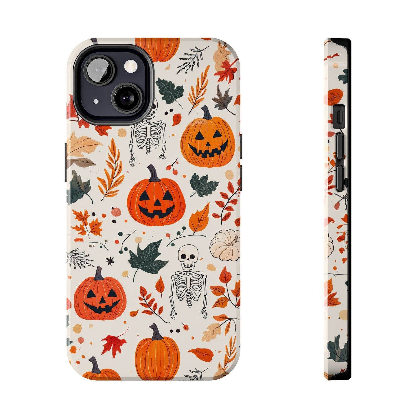 Halloween Pumpkin & Skeleton iPhone Case – Spooky Autumn Design