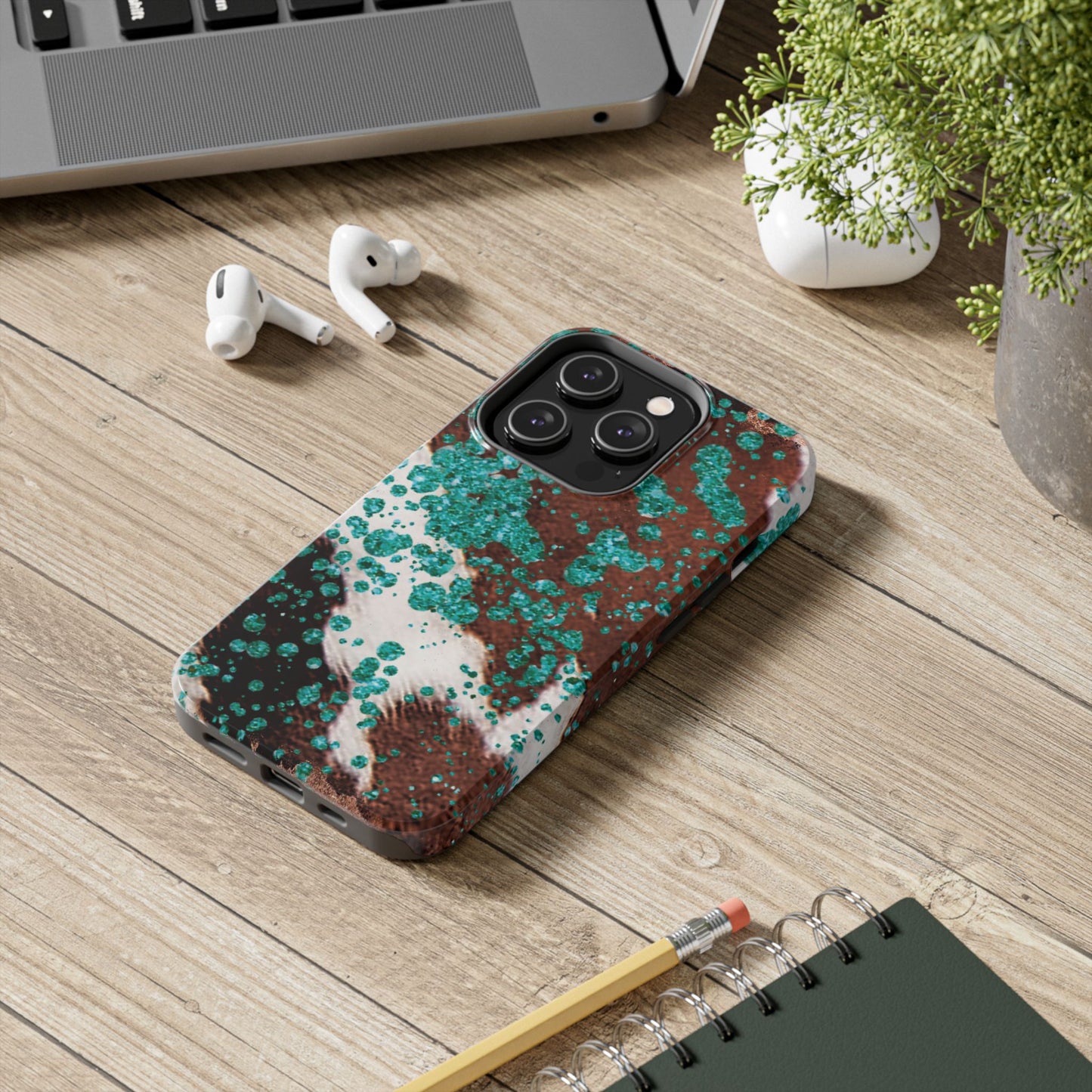 Teal Glitter Cowhide - iPhone Series Case