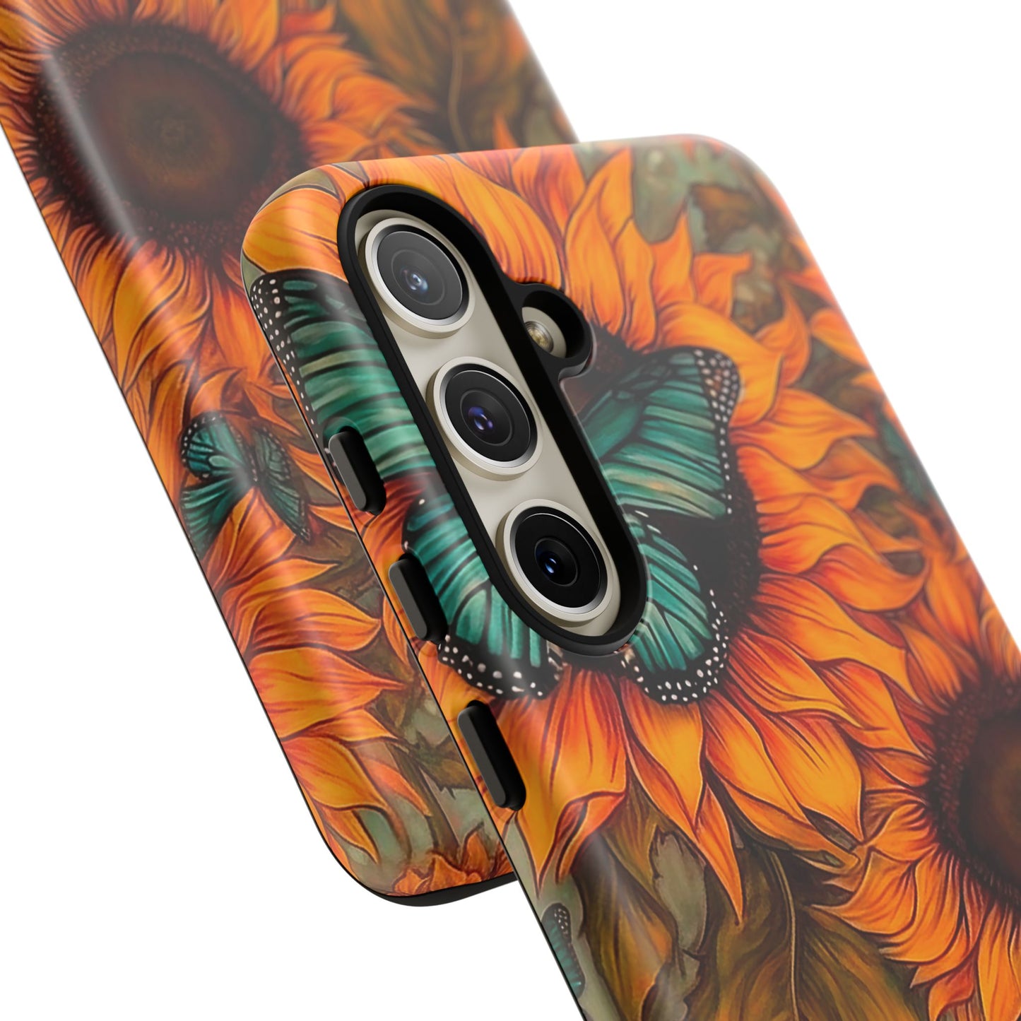 Vintage Blue Butterfly & Sunflower Art – Samsung Galaxy Case