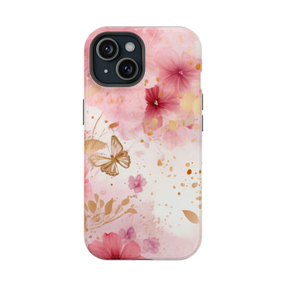 Blush Pink Floral Butterfly - MagSafe iPhone Case