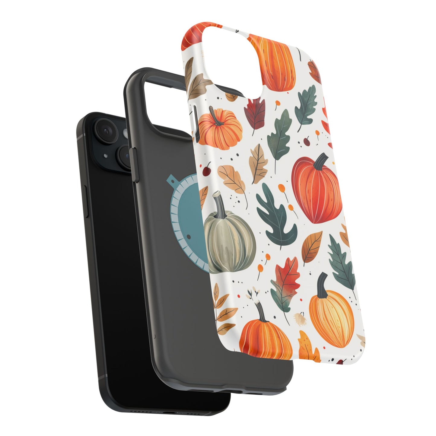 Autumn Harvest MagSafe iPhone Case - Pumpkin and Fall Leaf Design