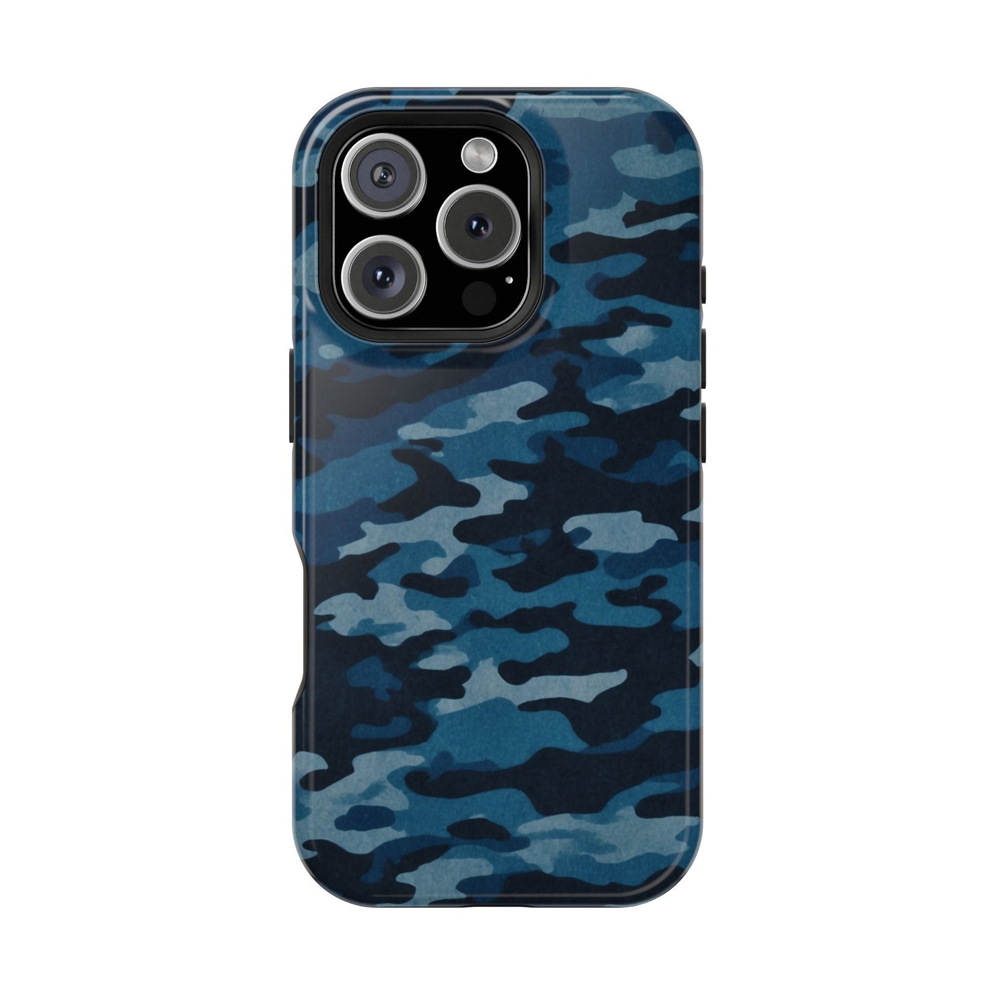 Dark Blue Camouflage – MagSafe iPhone Case with Modern Rugged Style