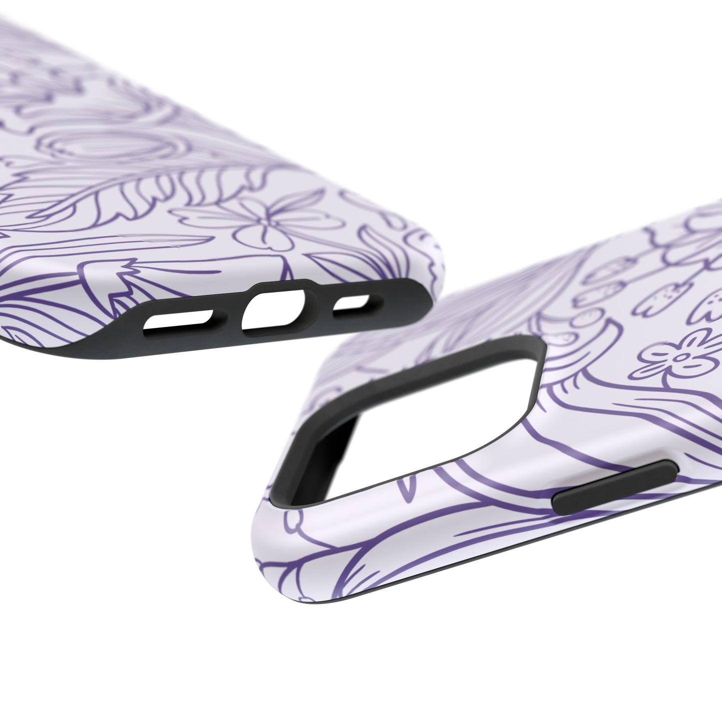 Lavender Floral Line Art Tough MagSafe iPhone Case – Minimalist Botanical Design with Dual-Layer Protection