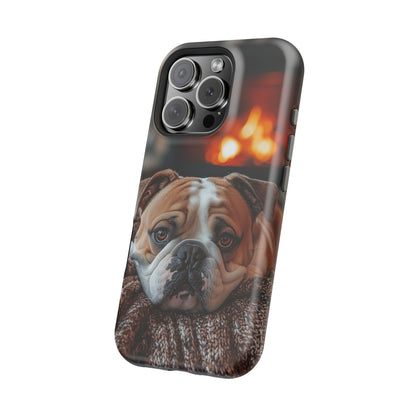 Cozy Bulldog MagSafe Case – Fireside-Inspired Protective Cover