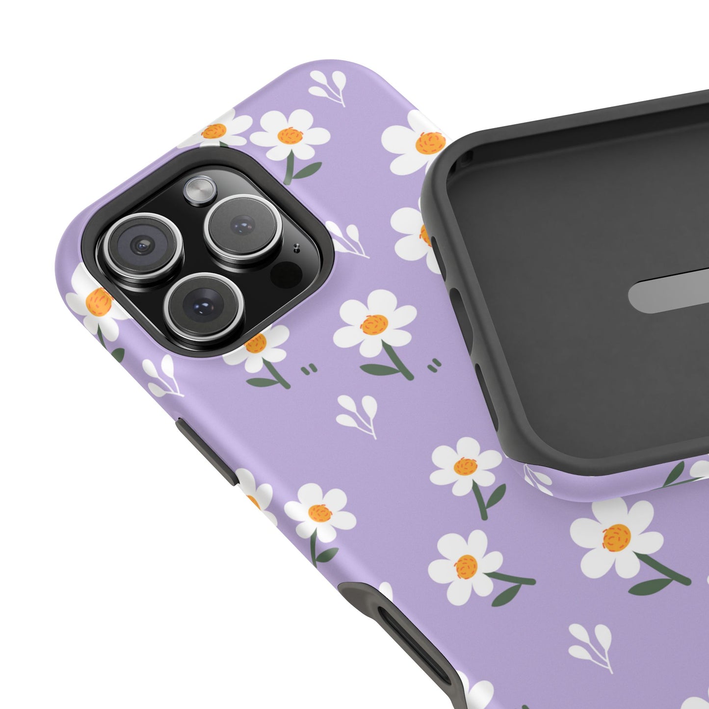 Purple Daisy Garden MagSafe  iPhone Case – Soft Lavender Background, Shockproof Protection with Slim Fit