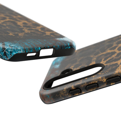 Boho Leopard and Turquoise Tough Samsung Galaxy Case – Rustic Western Design with Dual-Layer Protection