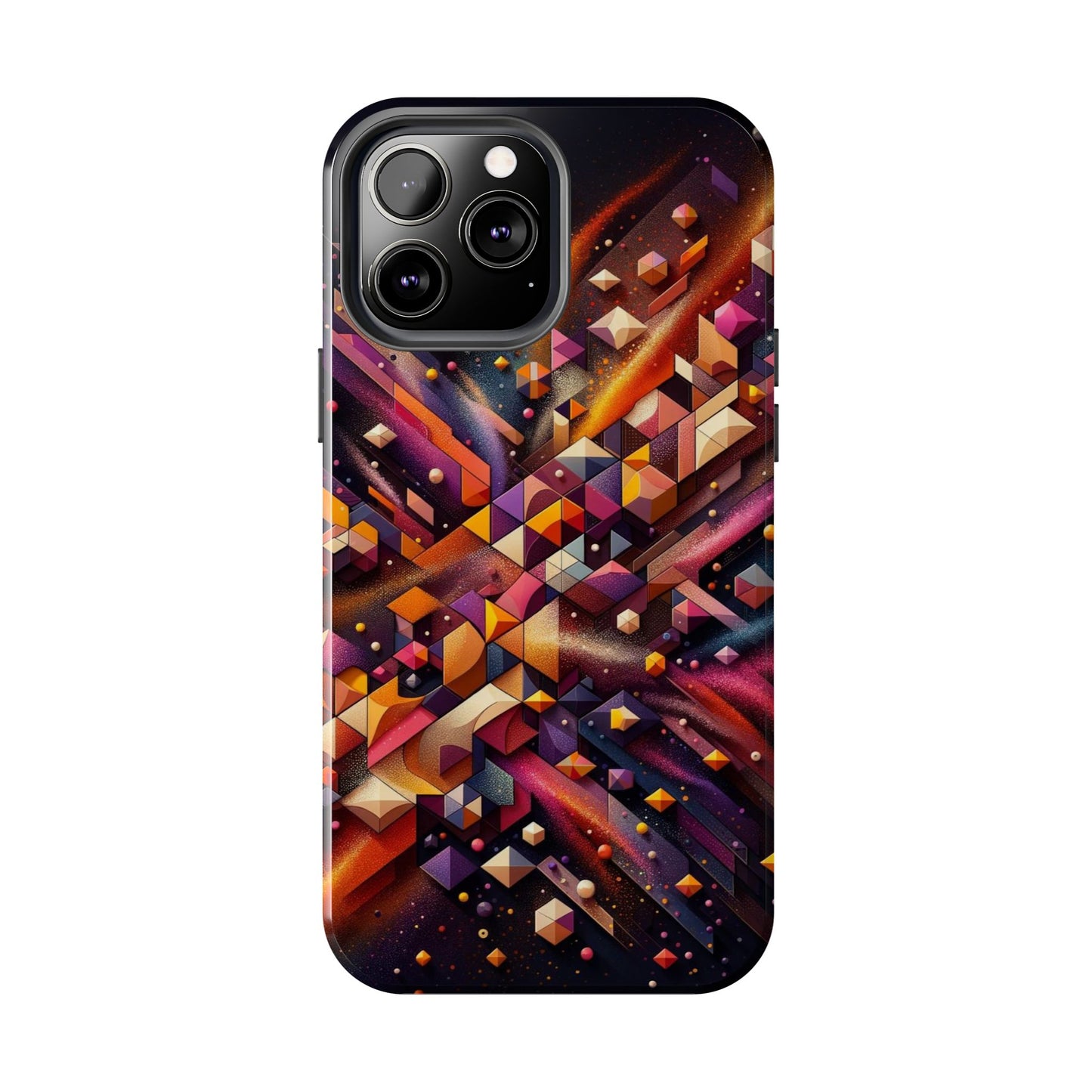 Geometric Galaxy iPhone Case - Abstract Cosmic Protective Cover - Retro Gamer