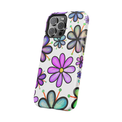 Whimsical Lavender Floral MagSafe iPhone Case – Ultra-Slim, High-Gloss Finish