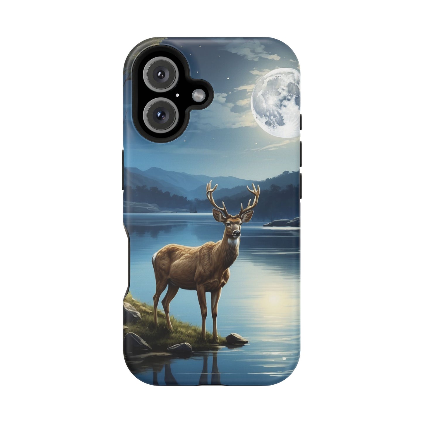 Moonlit Elegance: Stag by the Lake – MagSafe iPhone Case