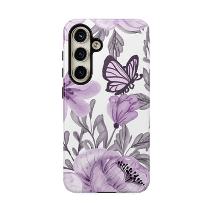 Lavender Bloom Butterfly Samsung Galaxy Case – Delicate Floral Design with Watercolor Details