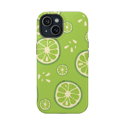 Zesty Lime Splash Tough MagSafe iPhone Case – Fresh Citrus Design, Dual-Layer Protection