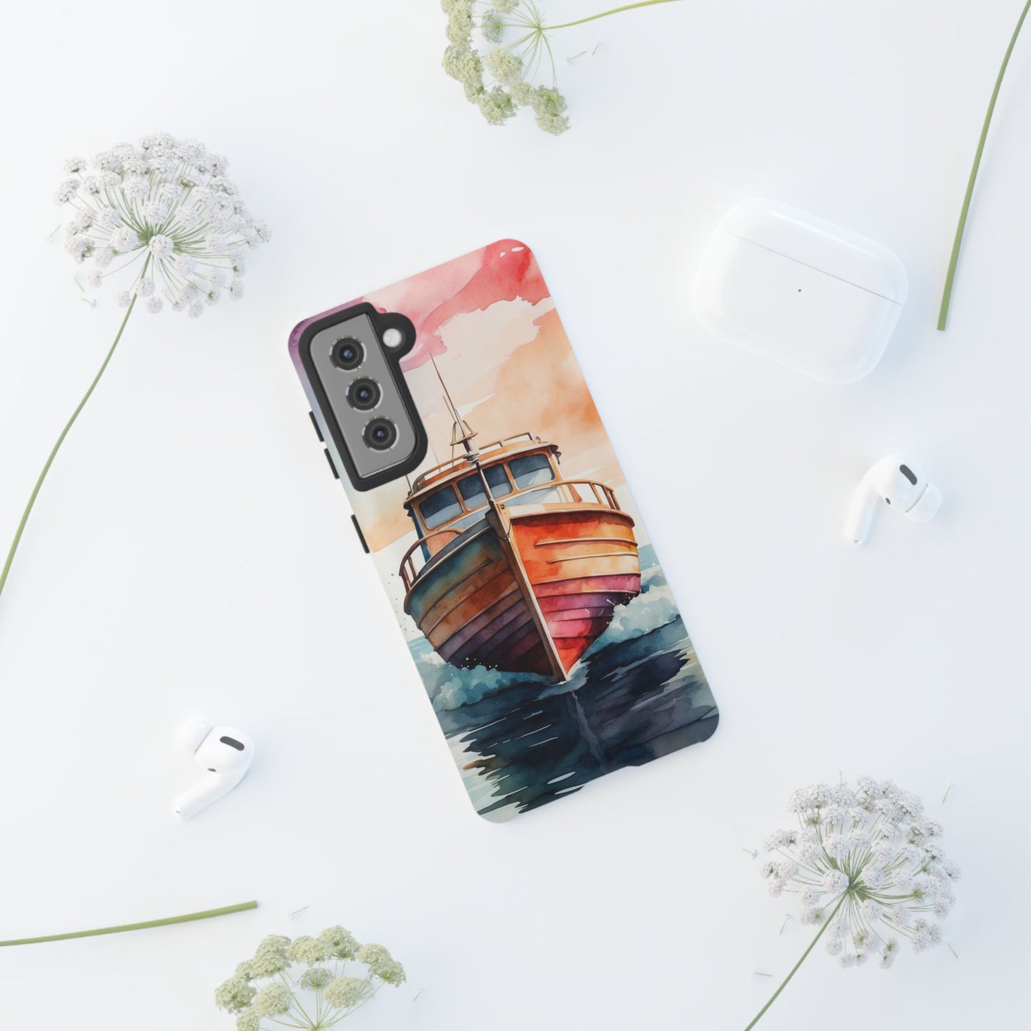 Sunset Sail Watercolor Boat – Samsung Galaxy Series Case