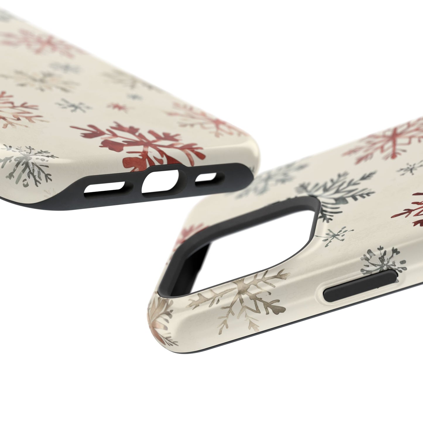 Vintage Red and Gray Snowflake Pattern – MagSafe iPhone Series Case