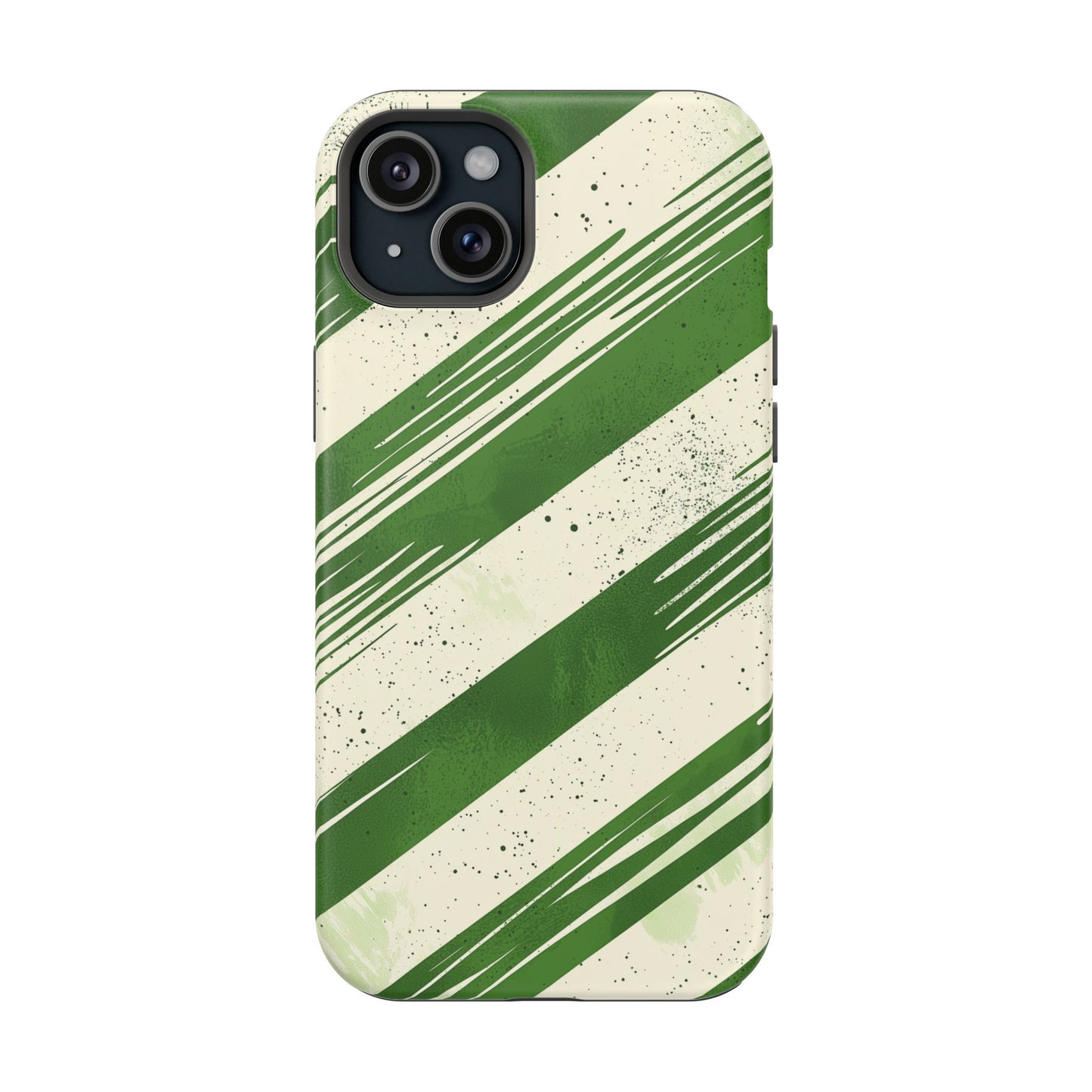 Green Stripes MagSafe iPhone Case – Bold Diagonal Brushstroke Design