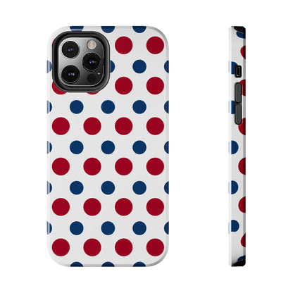 Patriotic Navy, White, and Red Polka Dot iPhone Case