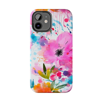 Color Splash Pink & Orange Watercolor Floral - iPhone Case