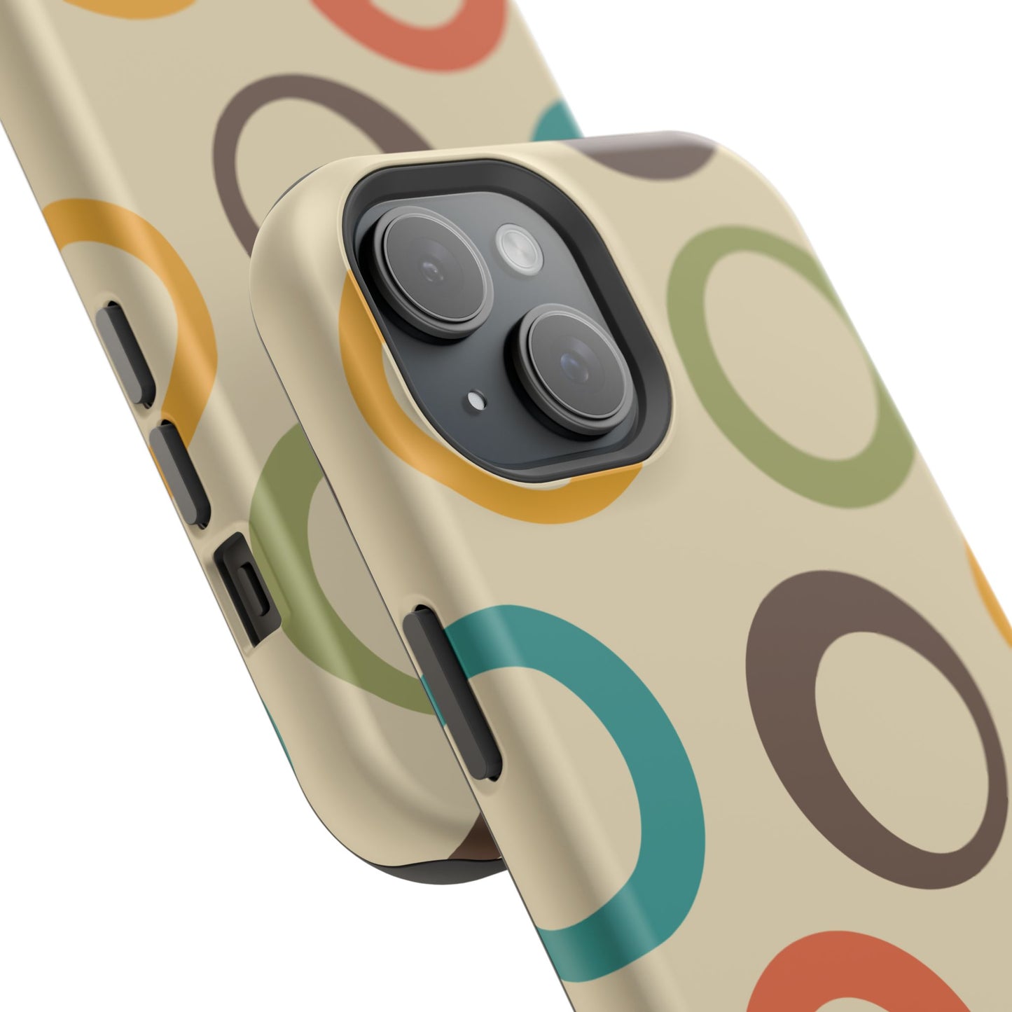 Retro Colorful Rings MagSafe iPhone Case – Shockproof, Matte Finish, Dual-Layer Protection