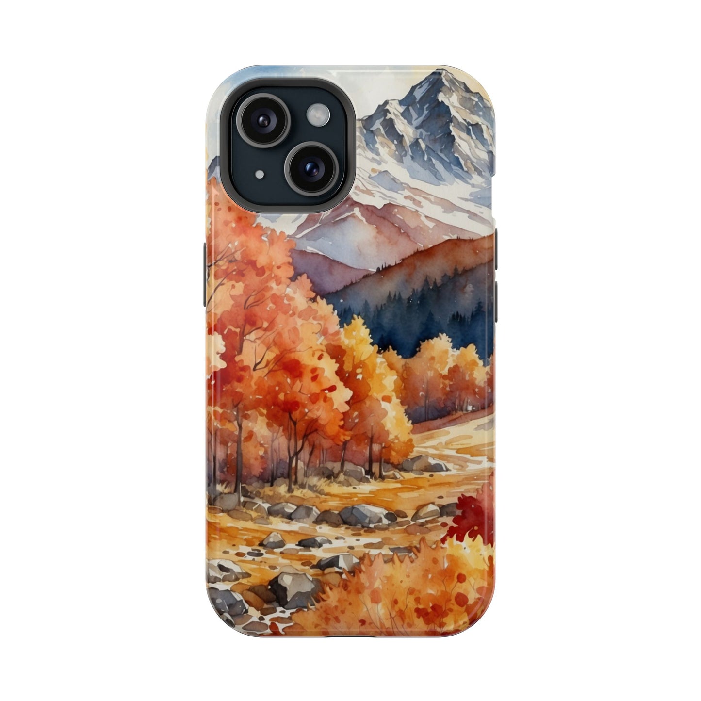 Watercolor Autumn Forest and Mountains - MagSafe iPhone Case