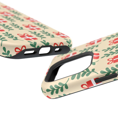 MagSafe iPhone Case: Holiday Cheer – Red Gifts & Green Leaves