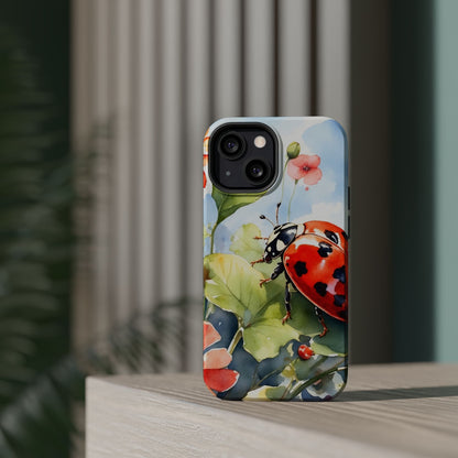 Watercolor Ladybug & Poppy Fields - MagSafe iPhone Case