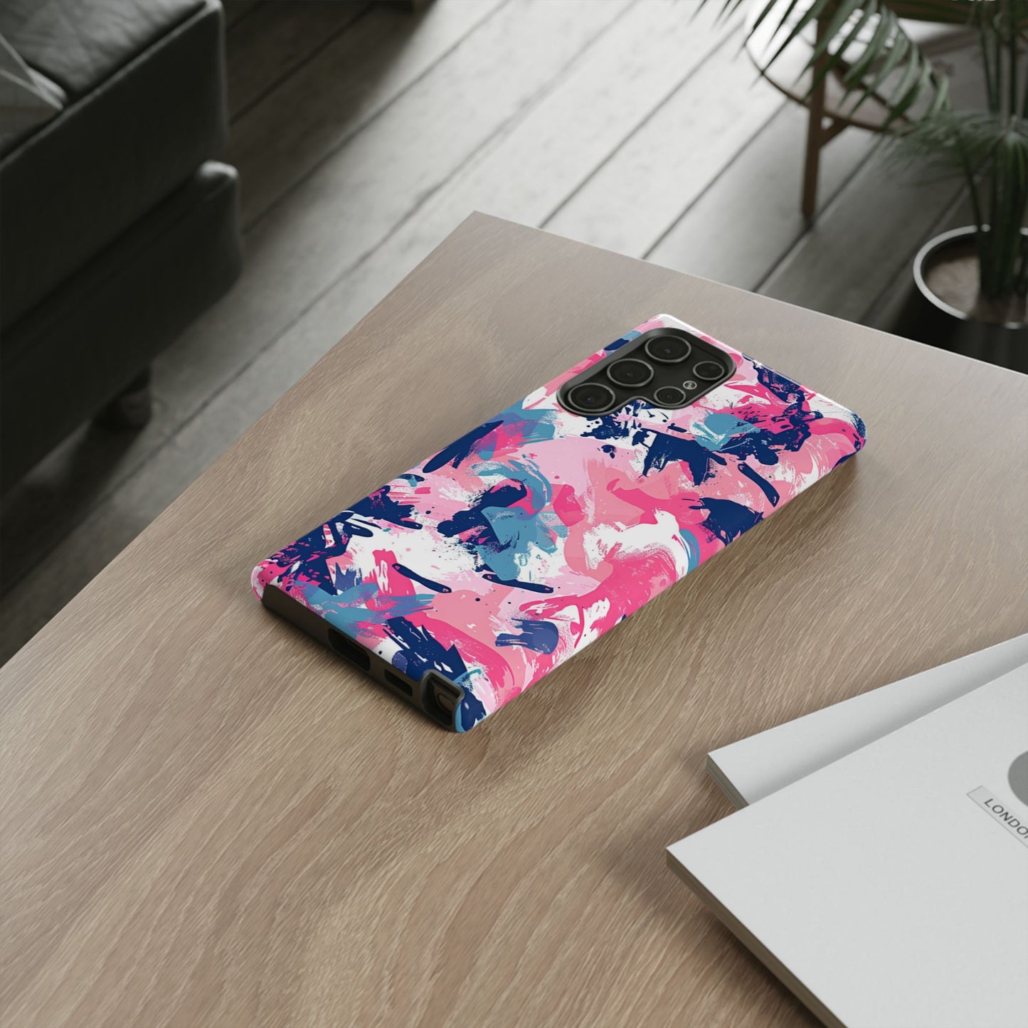 Vibrant Pink & Navy Abstract Splash – Samsung Galaxy Case