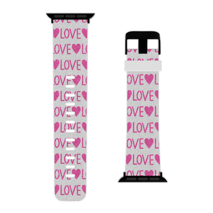 Pink Glitter Love Pattern  Apple Watch Band