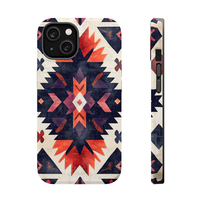 Boho Tribal Starburst Tough MagSafe iPhone Case – Vibrant Geometric Design, Dual-Layer Protection