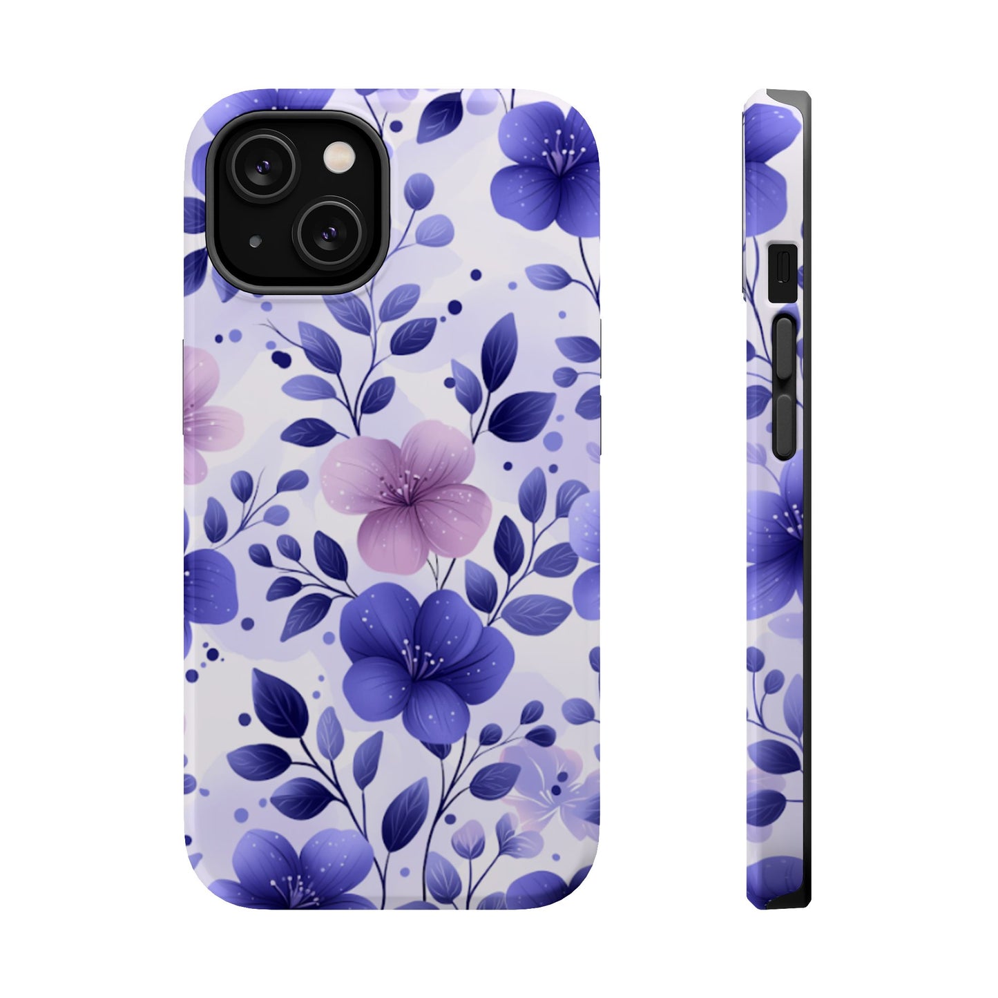 Purple Floral MagSafe iPhone Case – Durable Protection with Elegant Flower Design