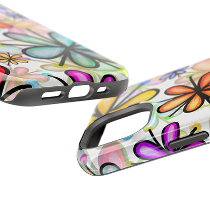 Retro Floral Pop MagSafe iPhone Case – Ultra-Slim Design, High-Gloss Finish