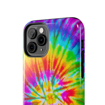 Rainbow Spiral Tie-Dye iPhone Case – Bright & Retro Design