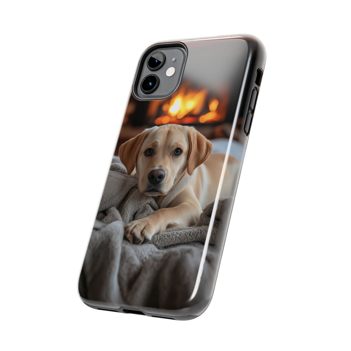 Cozy Golden Retriever by the Fireplace - iPhone Series Case