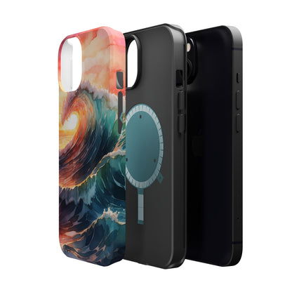 Ocean Sunrise Wave MagSafe iPhone Case – Vibrant Watercolor Wave Design