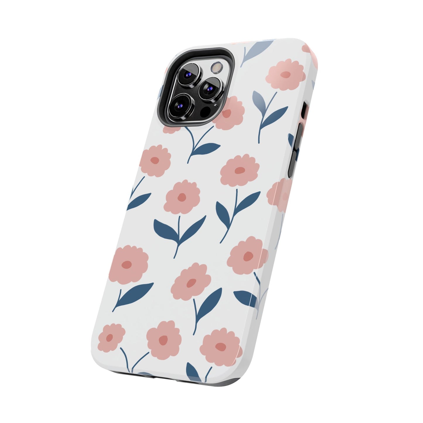 Playful Pink Floral Tough iPhone Case – Soft Pastel Design, Slim & Shockproof