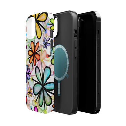 Retro Floral Pop MagSafe iPhone Case – Ultra-Slim Design, High-Gloss Finish