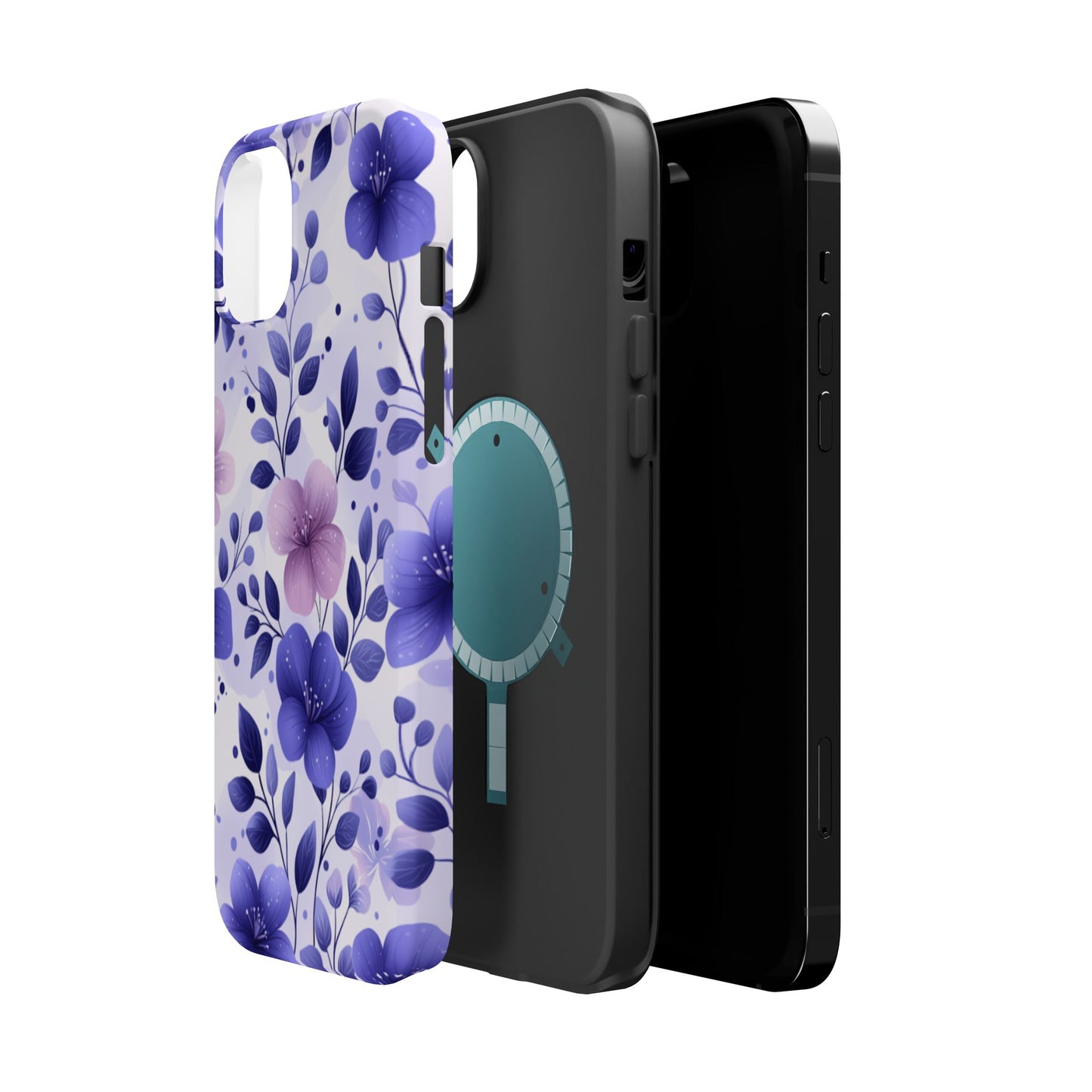 Purple Floral MagSafe iPhone Case – Durable Protection with Elegant Flower Design