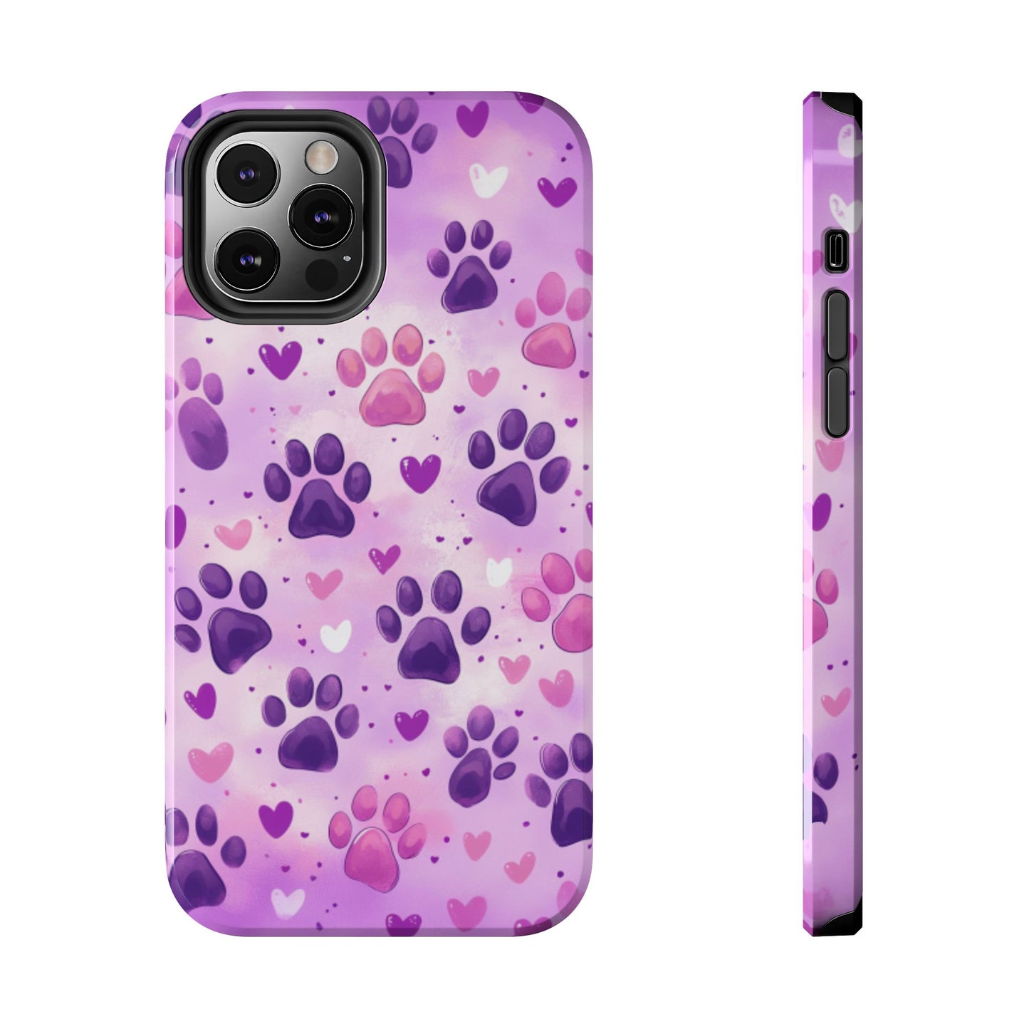 Purple Paw Print iPhone Case - Cute Pet-Themed Protective Cover