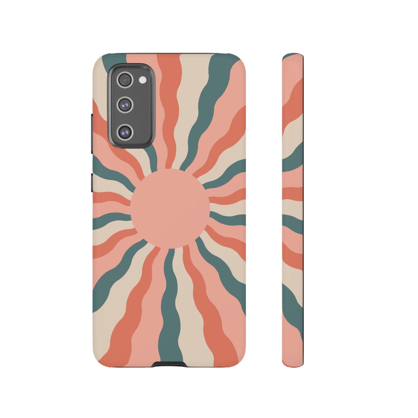 Retro Sunburst Samsung Galaxy Case – Bold 70s-Inspired Waves in Coral, Teal, and Cream