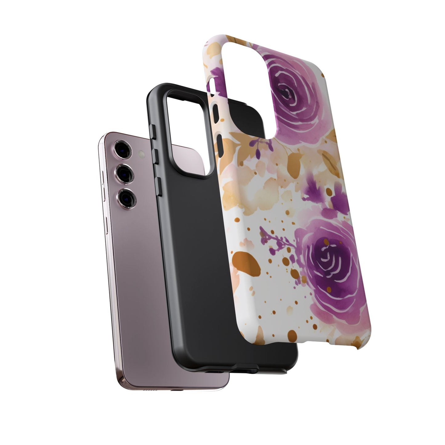 Soft Purple & Gold Floral Splash - Samsung Galaxy Series Case
