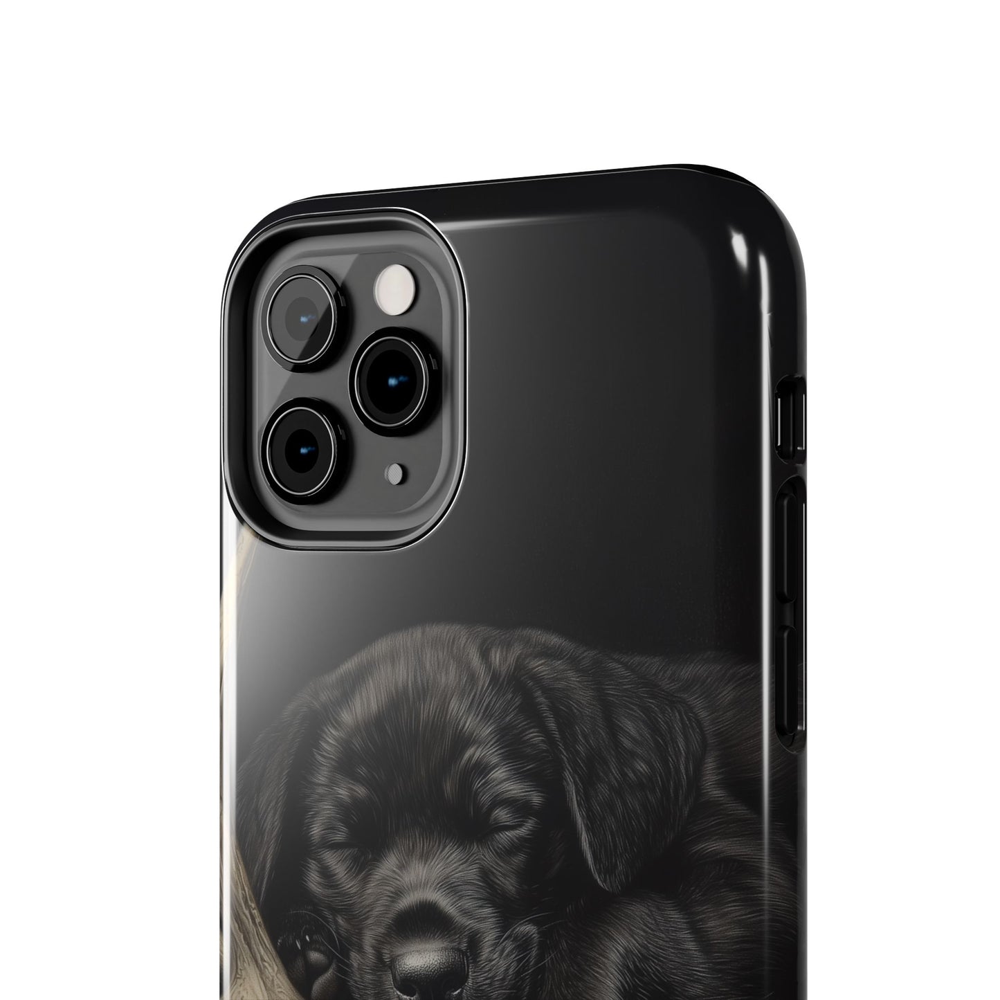 Adorable Black Labrador Puppy on Feathers iPhone Case