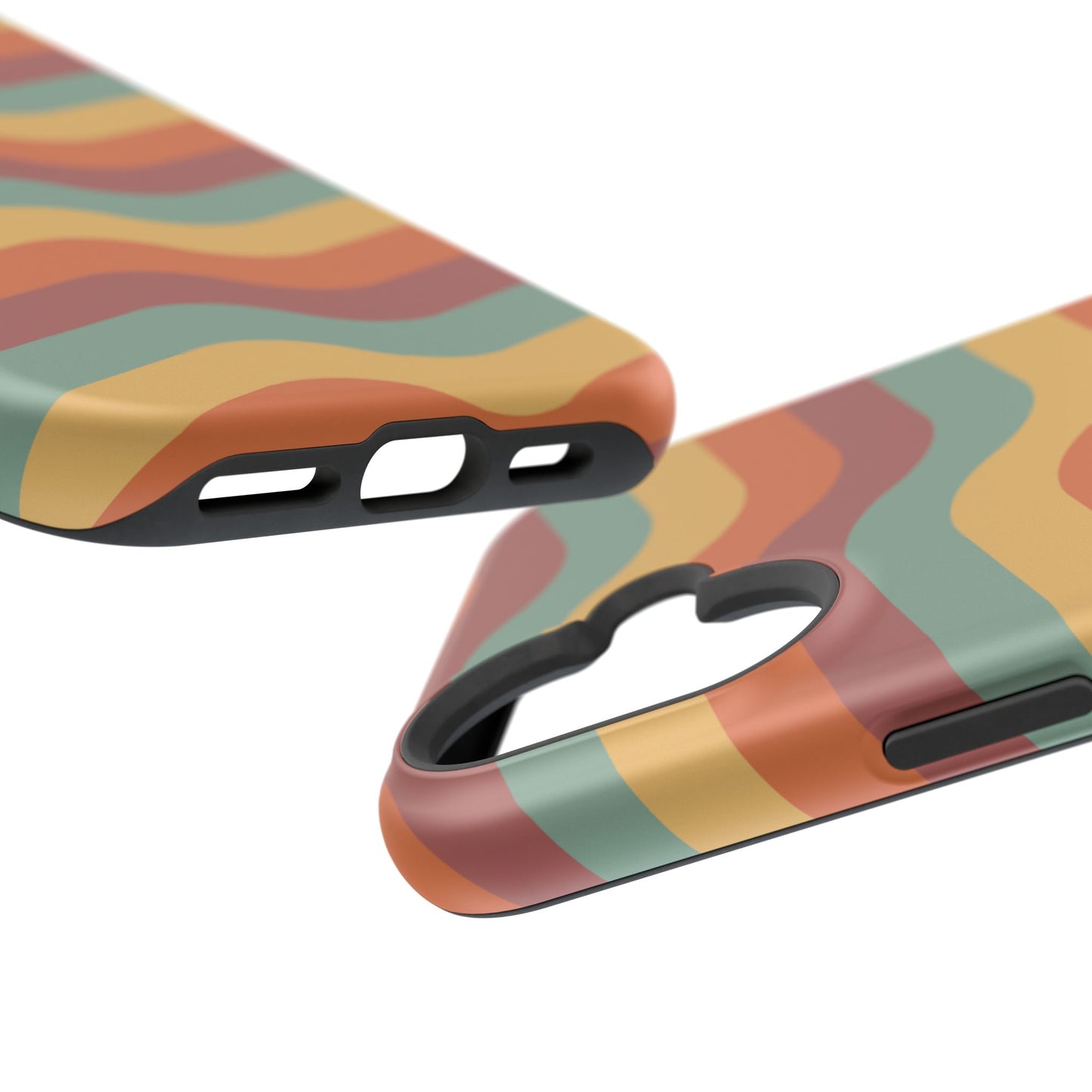 Retro Vibe Wavy Stripes MagSafe iPhone Case – 70s-Inspired in Teal, Orange, and Rust