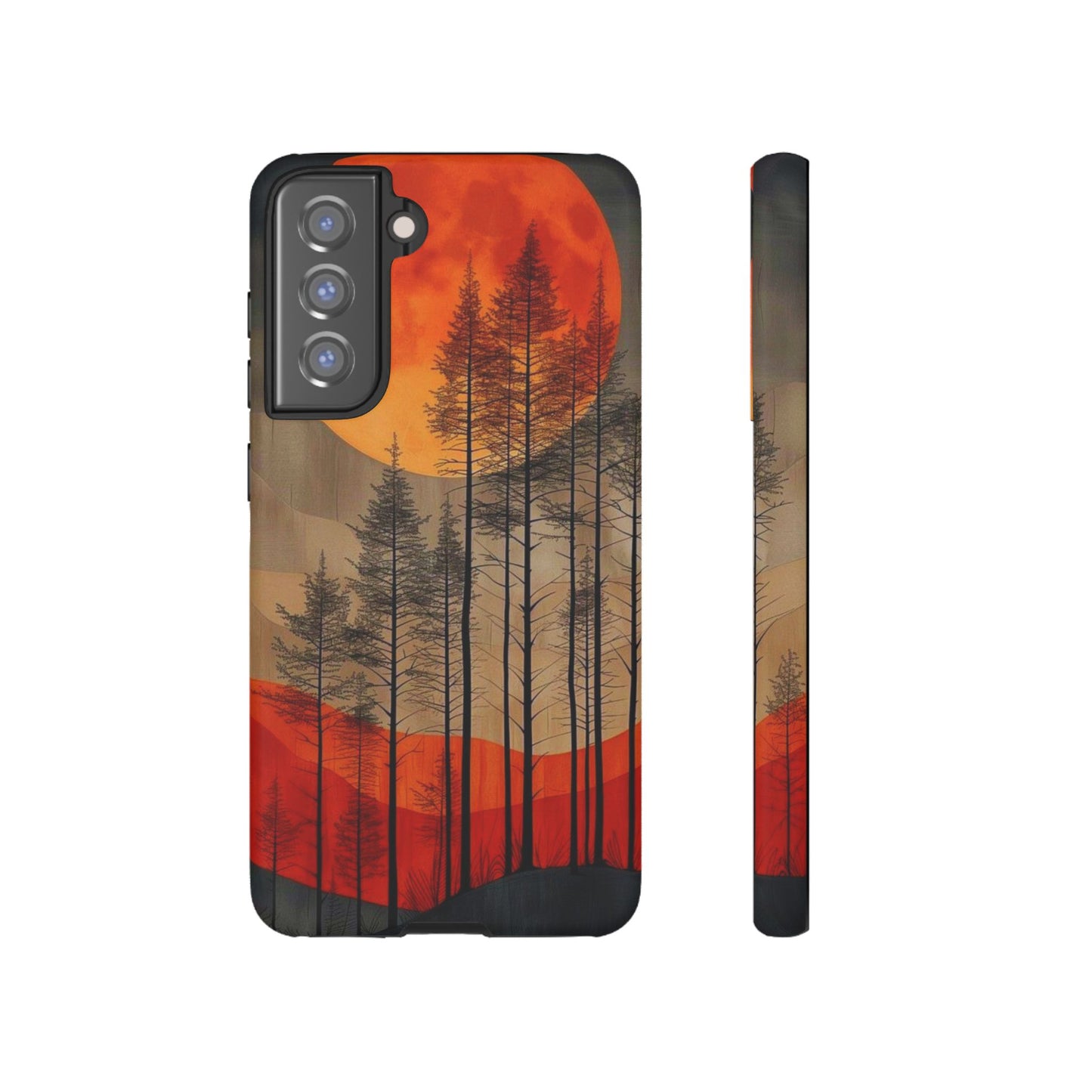 Moody Forest Moonrise Samsung Galaxy Case – Dark Landscape Design, Dual-Layer Protection